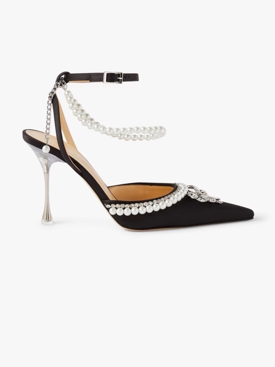 MACH & MACH Black Pearl-Embellished Slingback Pumps